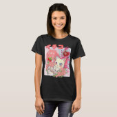 Kawaii Erdbeermilch-Katze-Ästhetik T-Shirt (Vorne ganz)