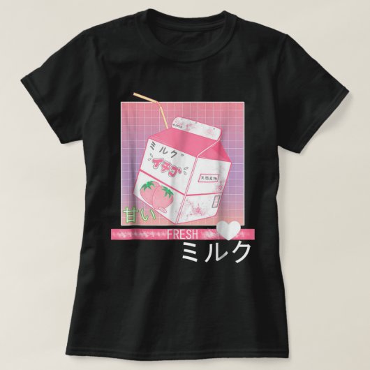 Kawaii Erdbeermilch Vaporwave Design T-Shirt (Design vorne)