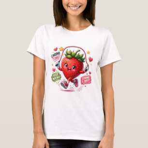 Kawaii-Erdbeerspringseil-Fitness-Aufkleber T-Shirt