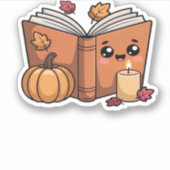 Kawaii Erntedank Buch Oversifizierter T - Shirt Aufkleber (Vorderseite)