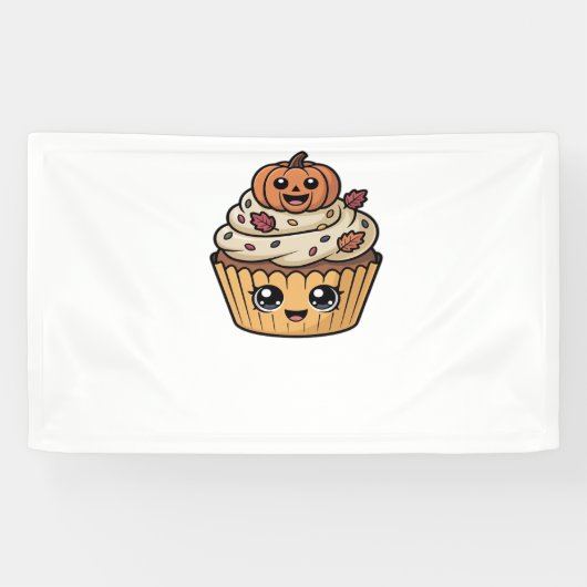 Kawaii Erntedank cupcake Klassischer T - Shirt Banner (Horizontal)