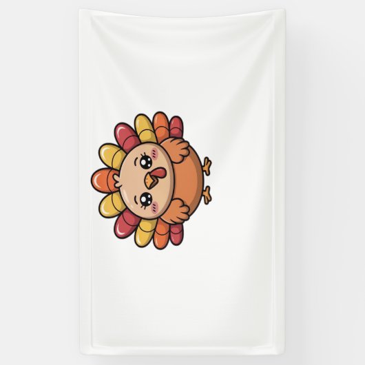 Kawaii Erntedank Truthahn Klassischer T - Shirt_1 Banner (Vertikal)