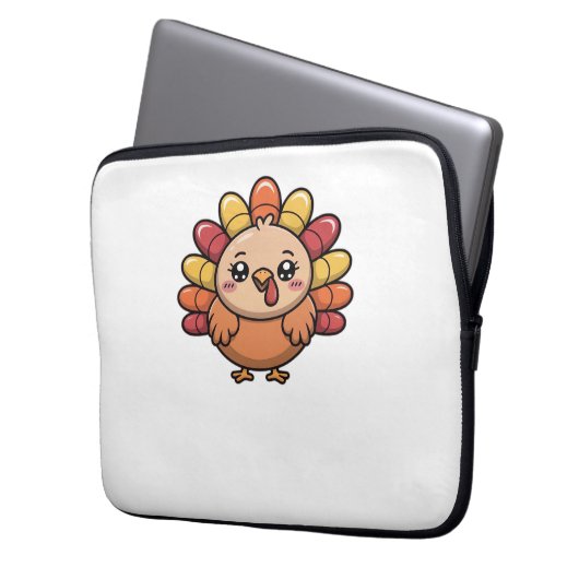 Kawaii Erntedank Truthahn Klassischer T - Shirt_1 Laptopschutzhülle (Vorderseite Links)