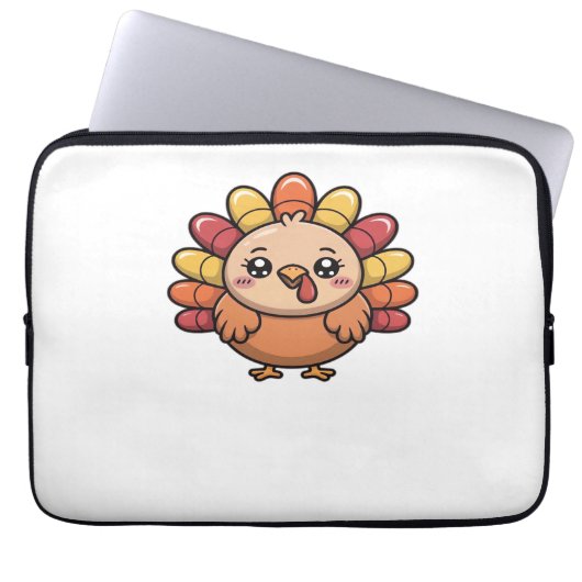Kawaii Erntedank Truthahn Klassischer T - Shirt_1 Laptopschutzhülle (Vorderseite)