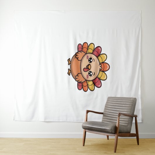 Kawaii Erntedank Truthahn Klassischer T - Shirt_1 Wandteppich (Beispiel (Horizontal))