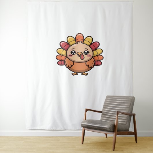 Kawaii Erntedank Truthahn Klassischer T - Shirt_1 Wandteppich (Beispiel)
