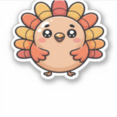 Kawaii Erntedank Truthahn Klassischer T - Shirt Aufkleber (Vorderseite)