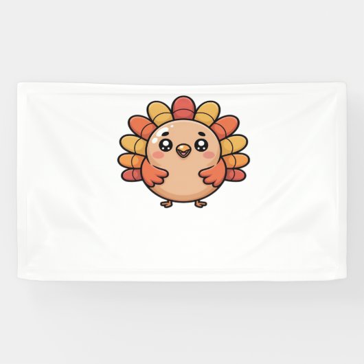 Kawaii Erntedank Truthahn Klassischer T - Shirt Banner (Horizontal)