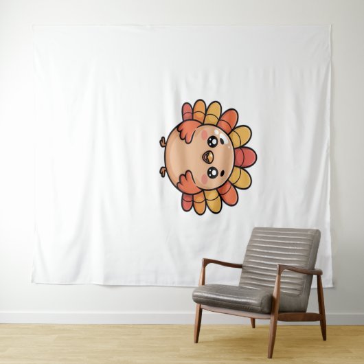 Kawaii Erntedank Truthahn Klassischer T - Shirt Wandteppich (Beispiel (Horizontal))