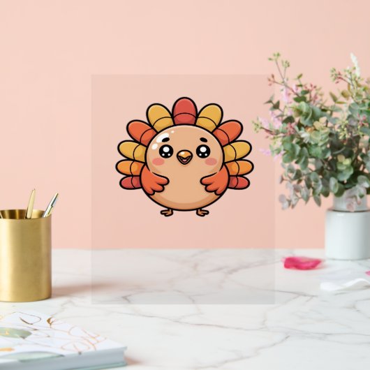 Kawaii Erntedank Truthahn Oversifizierter T - Shir Acrylschild (Hochzeit)