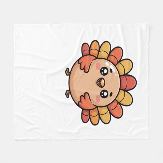 Kawaii Erntedank Truthahn Oversifizierter T - Shir Fleecedecke (Vorderseite (Horizontal))