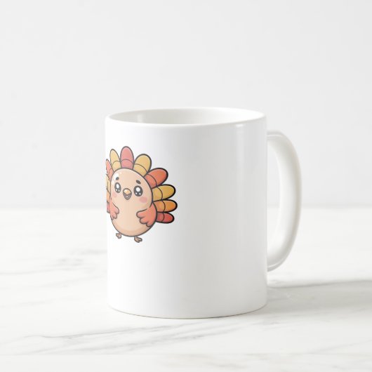 Kawaii Erntedank Truthahn Oversifizierter T - Shir Kaffeetasse (VorderseiteRechts)
