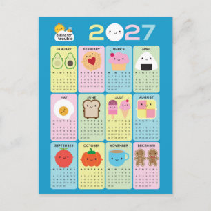 Kawaii-Essen 2027 Kalender Postkarte