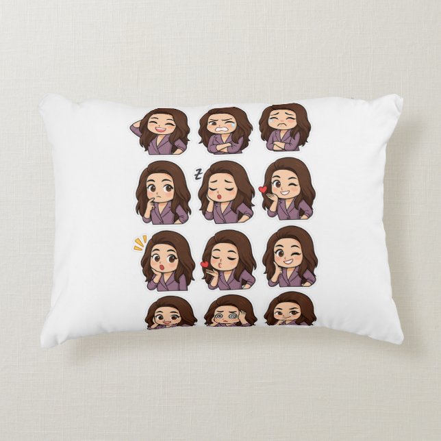 Kawaii Expression Throw Pillow – Boss Babe Vibes Dekokissen (Vorderseite)