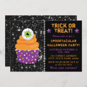 Kawaii Eyeball Halloween Cupcake Party Einladung (Vorne/Hinten)