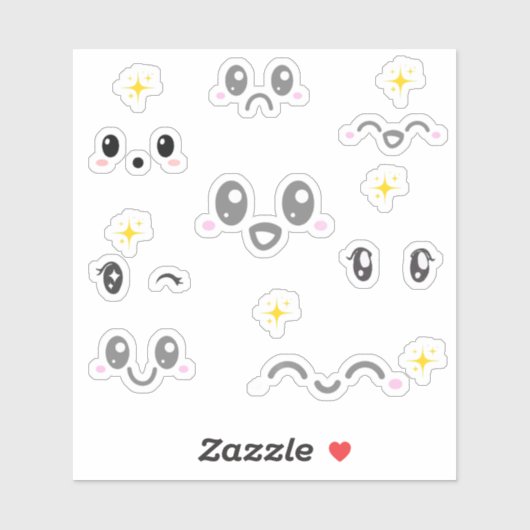 Kawaii Face Expression Stickers Aufkleber (Blatt)
