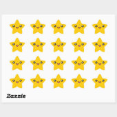 Kawaii Face Gold Star Sticker (Blatt)