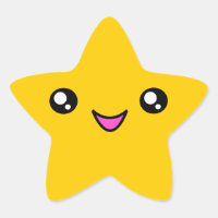 Kawaii Face Gold Star Sticker