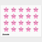Kawaii Face Pink Star Sticker (Blatt)