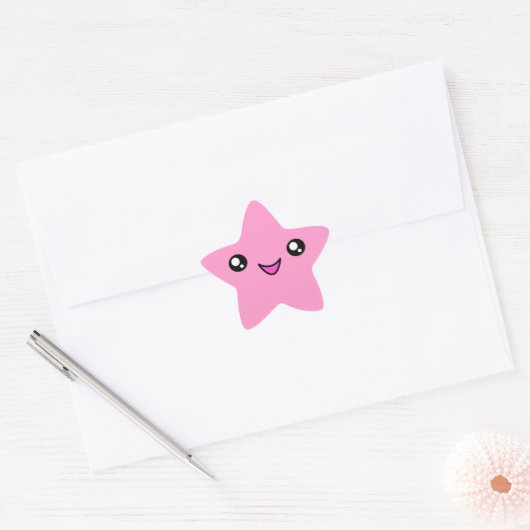 Kawaii Face Pink Star Sticker (Umschlag)