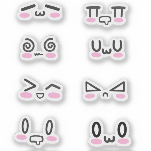 Kawaii Faces Aufkleber (Vorderseite)