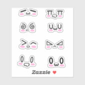 Kawaii Faces Aufkleber (Blatt)
