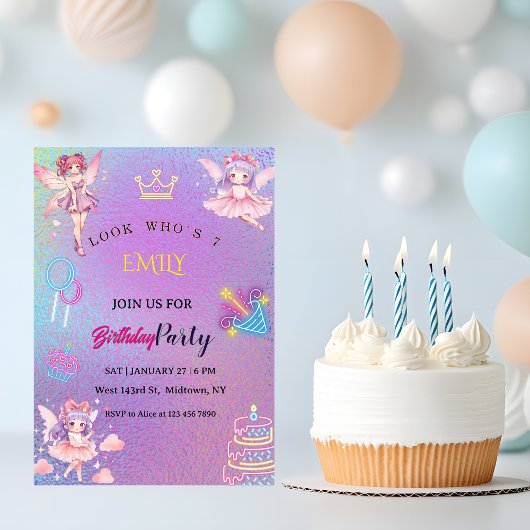 Kawaii Fairy Kids Birthday Einladung