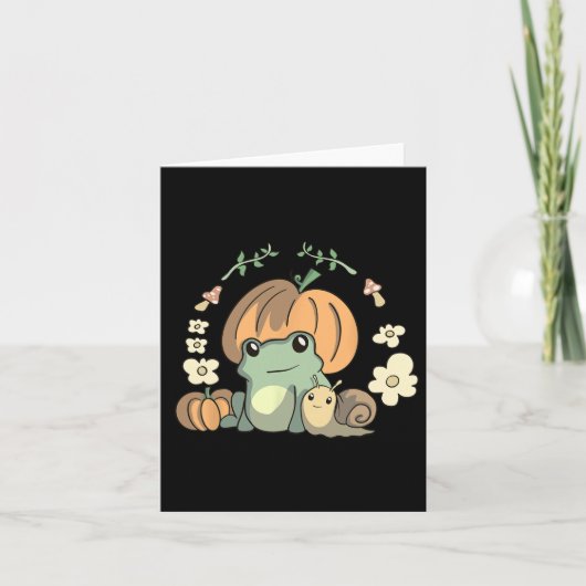 Kawaii Fall Kernästhetischer Frosch mit Pumpki Karte (Vorderseite)