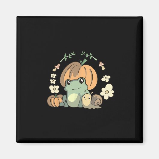 Kawaii Fall Kernästhetischer Frosch mit Pumpki Magnet (Vorne)