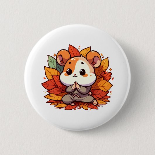 Kawaii Fallhamster Yoga Button (Vorderseite)