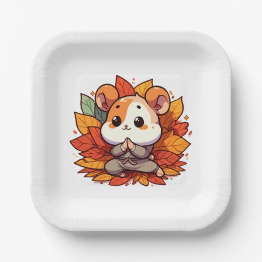 Kawaii Fallhamster Yoga Pappteller (Vorderseite)