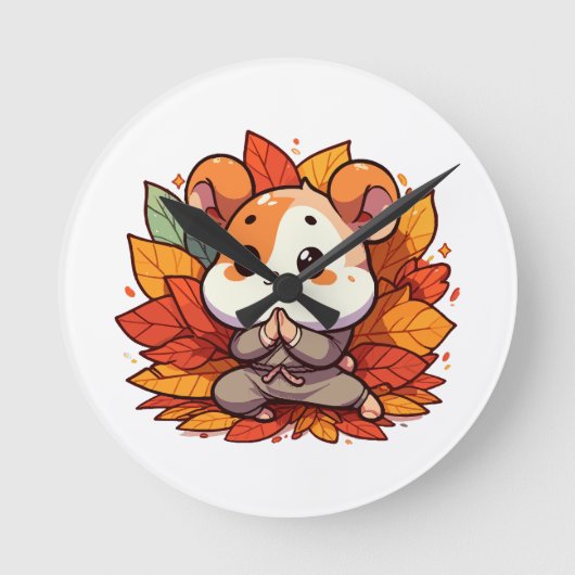 Kawaii Fallhamster Yoga Runde Wanduhr (Vorderseite)