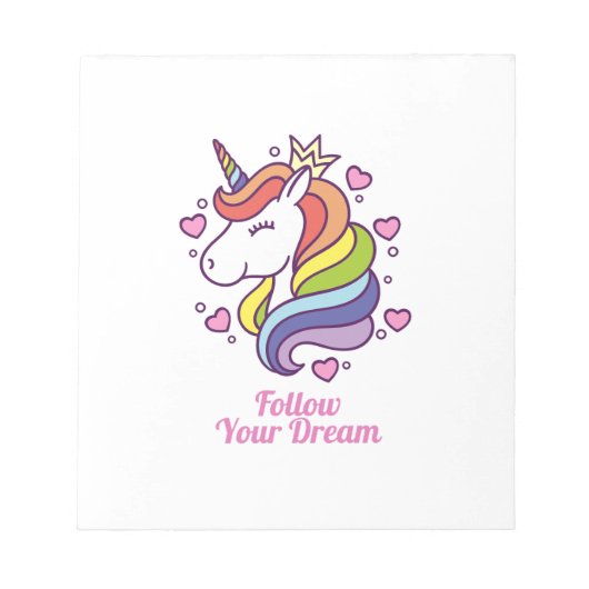 Kawaii Farbenfrohe Regenbogen Einhorn Notizblock (Vorderseite)
