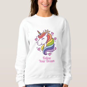 Kawaii Farbenfrohe Regenbogen Einhorn Sweatshirt