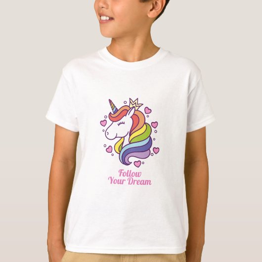 Kawaii Farbenfrohe Regenbogen Einhorn T-Shirt (Vorderseite)