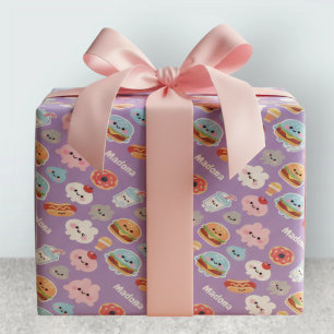 Kawaii-Fast-Food-Burger-Donut-Muster Geschenkpapier