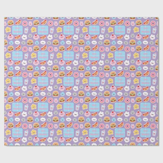 Kawaii Fast Food Cheese Pattern Frame Geschenkpapier (Flach)