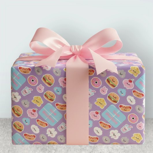 Kawaii Fast Food Cheese Pattern Frame Geschenkpapier