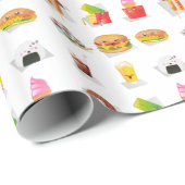 kawaii Fast Food Geschenkpapier (Rolleneckpunkt)