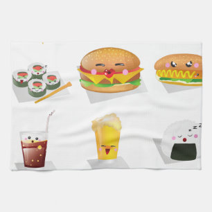 kawaii Fast Food Geschirrtuch