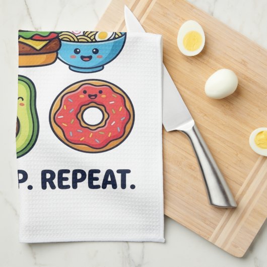 Kawaii Fast Food Mood Patterns Geschirrtuch (Viertel Falte)