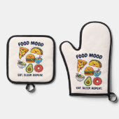 Kawaii Fast Food Mood Patterns Ofenhandschuh & Topflappen-Set (Vorderseite)