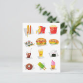 kawaii Fast Food Postkarte (Stehend Vorderseite)