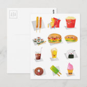 kawaii Fast Food Postkarte (Vorne/Hinten)