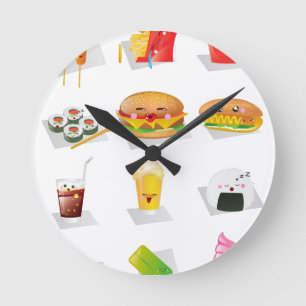 kawaii Fast Food Runde Wanduhr