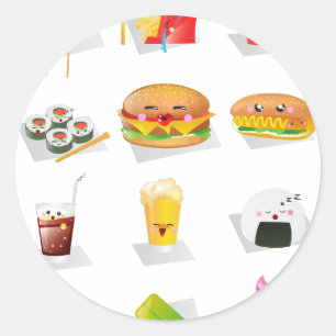 kawaii Fast Food Runder Aufkleber
