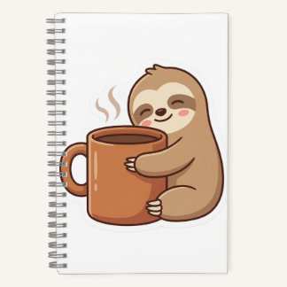 Kawaii Faultier Kaffee Spiralblock | Ästhetisches Notizblock