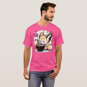 Kawaii Fennec Fox Eating Ramen T-Shirt (Vorne ganz)