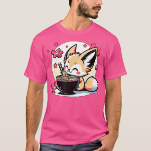 Kawaii Fennec Fox Eating Ramen T-Shirt