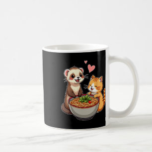 Kawaii Ferret und Katzen essen Ramen Niedlich Japa Kaffeetasse